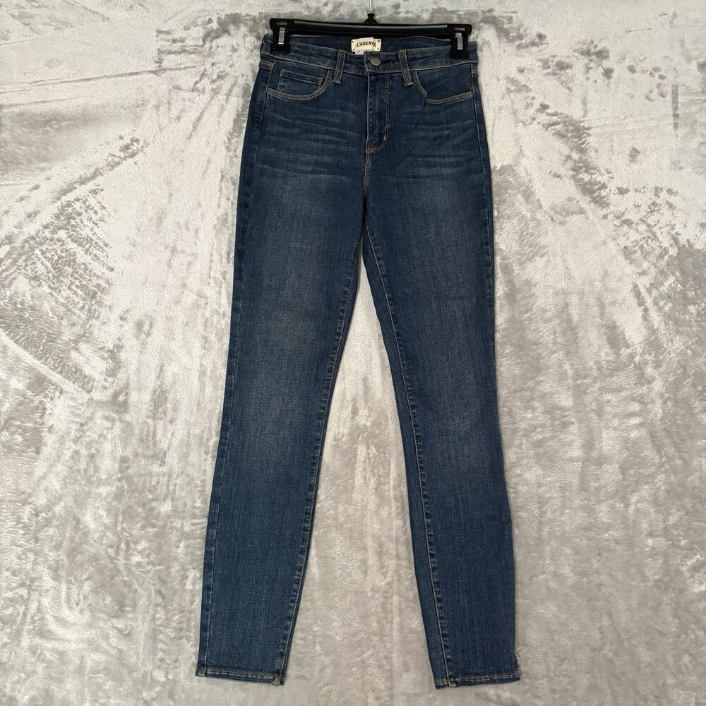 L'AGENCE Margot High Rise Skinny Blue Jeans Women's Size 25 Dark Wash Y2K Chic